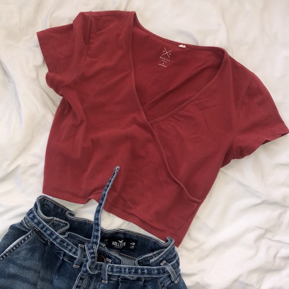 Pacsun red wrap style cropped top - Picture 1 of 2